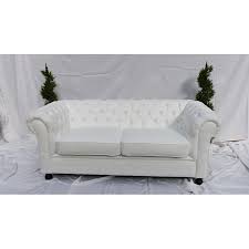 White Leather Chesterfield Style Sofa