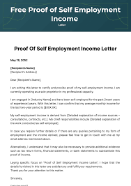 self employment income letter template