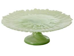 Alabaster Glass Cake Stand Pastel Green