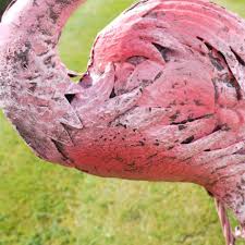 Large Pink Flamingo Metal Sculpture