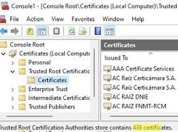 trusted root certificates in windows