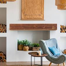 Brown Wood Mantel And Floating Shelf