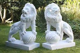 Outdoor Garden Stone Marble Lion Statue