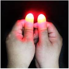 2 Pcs Fun Magic Light Up Thumbs Fingers Trick Appearing Light Close Magic Thumb