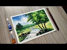 Beautiful Riverside Scenery Painting