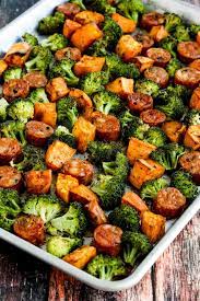 and broccoli sheet pan meal