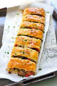 puff pastry strudel with vegetables and