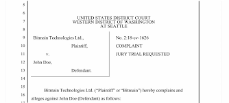 John doe, a/k/a coronavirusmedicalkit.com, defendant. Bitmain Files John Doe Lawsuit In The State Of Washington Bitcoin News