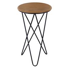 Round Wood Top Accent Table With Metal