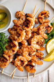 garlic shrimp skewers ahead of thyme