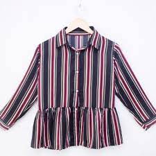 Autumn baby girls heart print blouse dot skirt trousers. Jual Baju Blouse Wanita Lengan Panjang Kerut Motif Garis Zt188 Kota Bandung Ujubaju Tokopedia