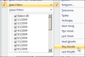 pivot table date filters excel pivot