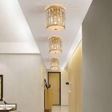 Gold Cylinder Ceiling Lights Modern Crystal Metal Ceiling Light Fixture For Hallway And Foyer Beautifulhalo Com