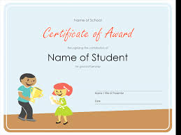 Certificate Of Award Elementary Students