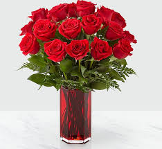 true romantic red rose bouquet in van