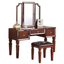poundex wooden makeup vanity set with