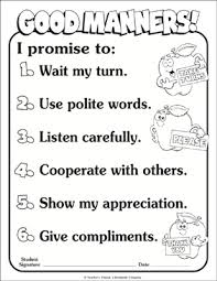 Good Manners Chart Printable Charts Signs And Skills Sheets