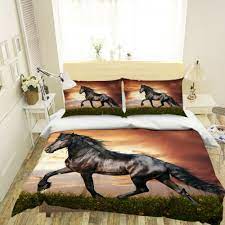 3d Black Horse At Dusk R669 Animal Bed