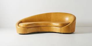 goleta curved yellow leather sofa