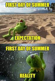 These memes pay tribute to summer activities, warmer weather, and the woes of no longer having summer vacation. Happy First Day Of Summer Today S Forecast Rain Imgflip