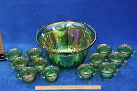 Vintage Green Carnival Glass Harvest
