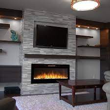 A Wall Mounted Electric Fireplace Is