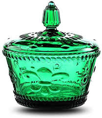 Glass Candy Jar Small Embossed Glass