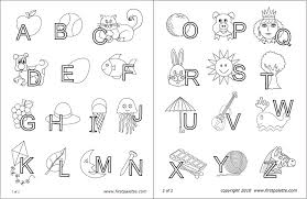 If you don't have time to color the images, print the letters onto colored paper and cut the letters from this before adhering the letters to a coordinating colored background to create a bold effect. Alphabet Interlaced With Objects Free Printable Templates Coloring Pages Firstpalette Com
