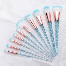 blue glitter unicorn makeup brushes