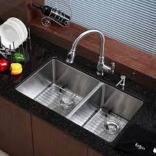 This double sink produced by kraus is very smartly designed and has the best quality. Kraus Khu103 33 33 Inch Undermount 60 40 Double Bowl 16 Gauge Stainless Steel K Undermount Kitchen Sinks Steel Kitchen Sink Double Bowl Undermount Kitchen Sink