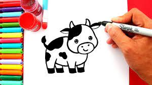 Vẽ con bò sữa đơn giản dễ thương - Vẽ con bò sữa cute - YouTube