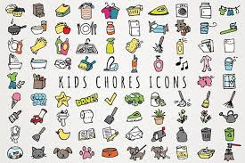 Kids Chores Icons Set Daily Tasks Organizer Clipart