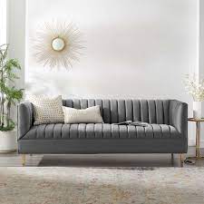 Grey Velvet Sofa Upholstered Sofa