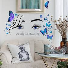 beauty eyes and erfly wall stickers
