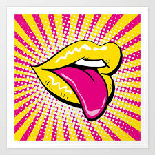 lips yellow art print by markus mueller