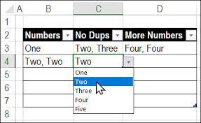 excel data validation drop down select