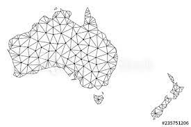polygonal mesh map of australia and new