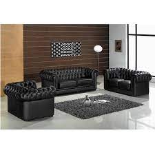 black leather sofa set