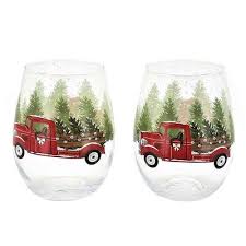 Truck Stemless Wine Glass Set