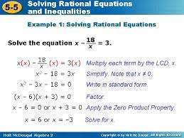 solving rational equations 5 5 and