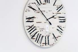 White Distressed Wall Clock Large Wall