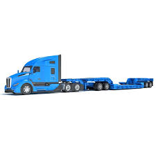 truck with lowboy trailer3dモデル
