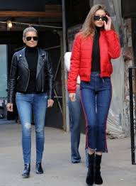 See more of gigi hadid on facebook. Gigi Hadid Photos Photos Bella Gigi And Yolanda Hadid Meet Up In New York City Red Jacket Outfit Red Puffer Jacket Puffer Jacket Outfit