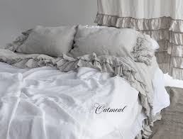 French Double Ruffle Linen Bed Sheet