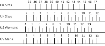 shoe size chart explained by begg shoes