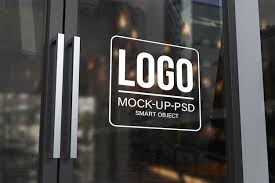 Premium Psd Logo Mockup On The Glass Door