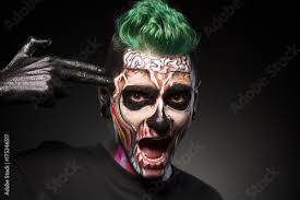 foto stock halloween makeup man with