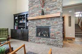 Gas Fireplace With Stacked Stone
