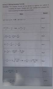 Activity 3 Deriving Quadratic Formula