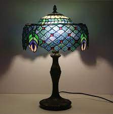 Green Tiffany Style Table Lamp Blue